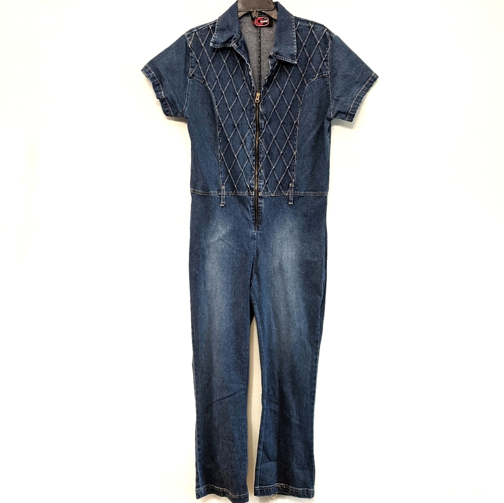 Vintage Denim Jumpsuit Size M Short sleeve…